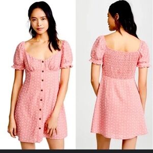 Le Rumi Mariana Pink Off the Shoulder Puff Sleeve Sundress
